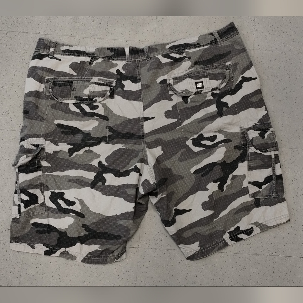 โขEcko Unltd Shorts Mens 48 Gray Snow Camo Camouflage Ripstop Cargo Casual Y2K - Picture 3 of 10